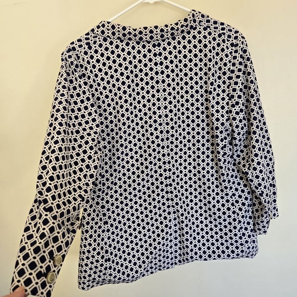 Cartonnier Navy Southwark Blazer Geometric Print Size Large from Anthro - Picture 10 of 10